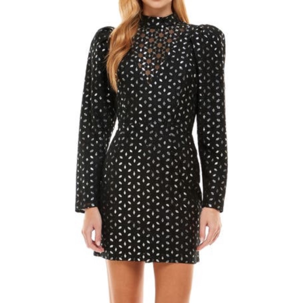 WAYF metallic puff sleeve dress
